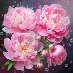 A bouquet of gently pink blooming peonies. Bouquet for the holiday. Women's Day, Valentine's Day. Bouquet for a girl
