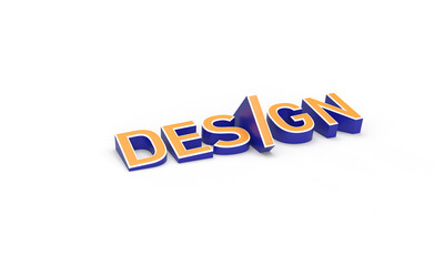 3d render design. 3d colorful design on white background. orange-dark blue 3d design concept