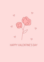 Happy Valentine's Day vector greeting card with roses.