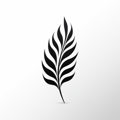 Monochrome Abstract Feather Design on White Background

