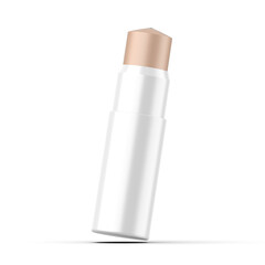 Foundation stick on white background. Makeup product mockup for branding, 3d illustration