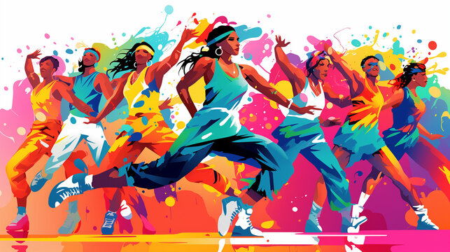 Colorful group exercise class