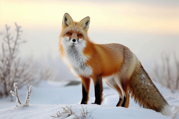 A solitary fox braves the frigid winter landscape, a striking symbol of resilience and adaptability in the face of harsh conditions