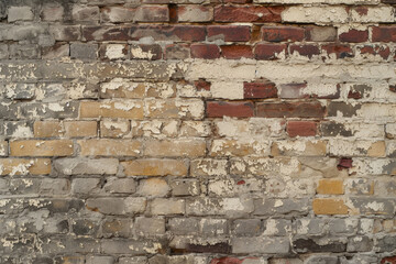 An industrial brick wall, with aged textures and raw character