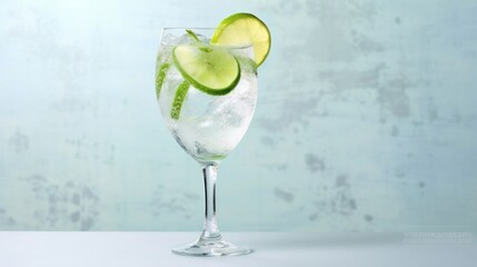 Tropical cocktail with ice splashing. Summertime refreshing alcoholic drink. Cocktail with splash for advert, menu. Realistic detailed.