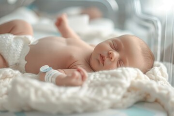 A peaceful slumber, a tiny human resting on a soft blanket, a new life beginning its journey into the world