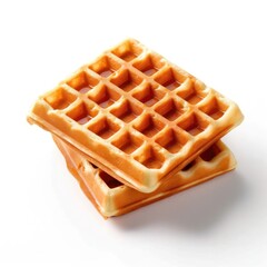 Belgian Waffles Homemade Fresh Baked close up delicious 3D, cutout minimal isolated on white background. Ultra realistic waffles, icon, detailed. Grocery product advert