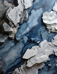 blue ocean Marble rock stone texture wallpaper background Generative AI