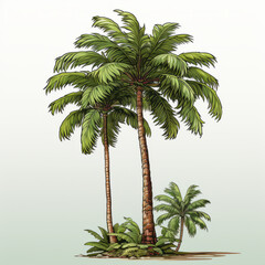 Obraz premium Tropical Palm Trees Illustration on Neutral Background