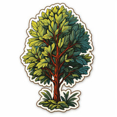 Illustrated Deciduous Tree Sticker Design

