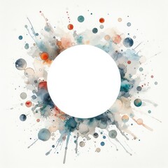 Fototapeta premium Vibrant Watercolor Abstraction: Artistic Circular Frame with Creative Brushstrokes and Colorful Contemporary Design