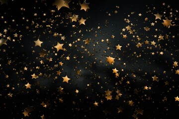 golden stars are on a black background
