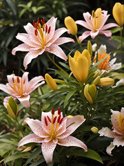 Fototapeta premium lily flower in garden Generative Ai