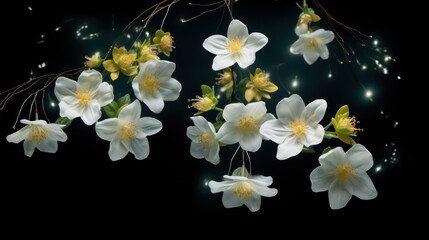 Naklejka na ściany i meble Delicate forsyia flowers in the night