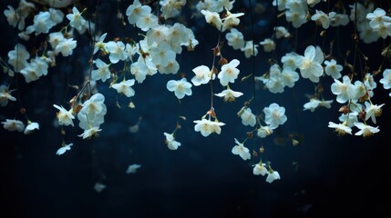 Fototapeta na wymiar Delicate forsyia flowers in the night