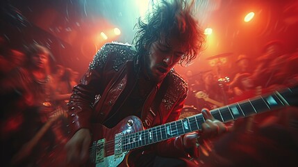 Man With Long Hair Playing Guitar