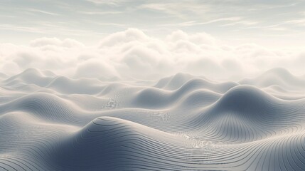 Abstract white wavy hills background in the clouds AI Generated