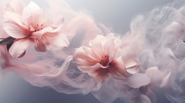 Picture showing the beauty of flowers mixed with smoke