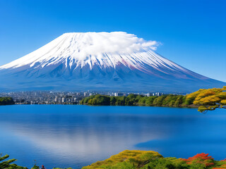 Fototapeta premium Mount fuji with lake kawaguchiko in yamanachi, japan