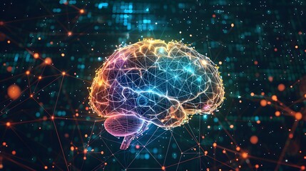 Neural Network Nexus: Digital Brain Illustration
