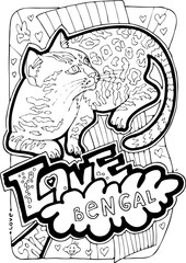 Colouring book vector pages with different cats for cat lovers adults and kids. Hand drawn line illustration, cartoon character style. coloring hobby for relaxation and antistress.