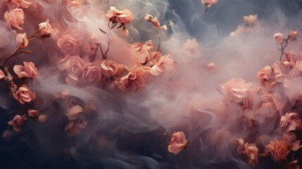 Soft petals with delicate smoke - obrazy, fototapety, plakaty