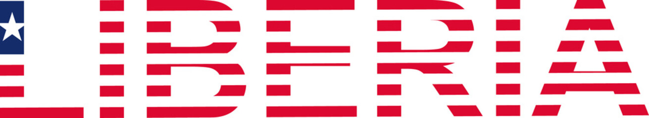 Liberia word in flag style