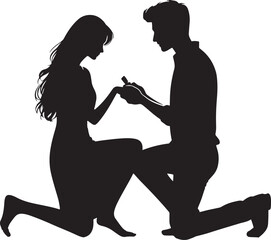 Marriage Proposal Stock Silhouette Vector Photo