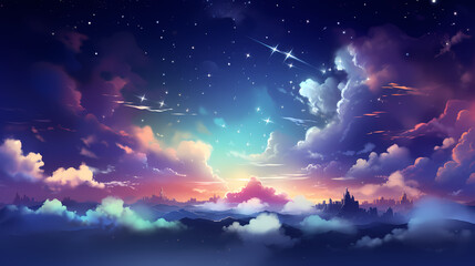 Fototapeta premium Mysterious star themed gradient background with countless twinkling stars