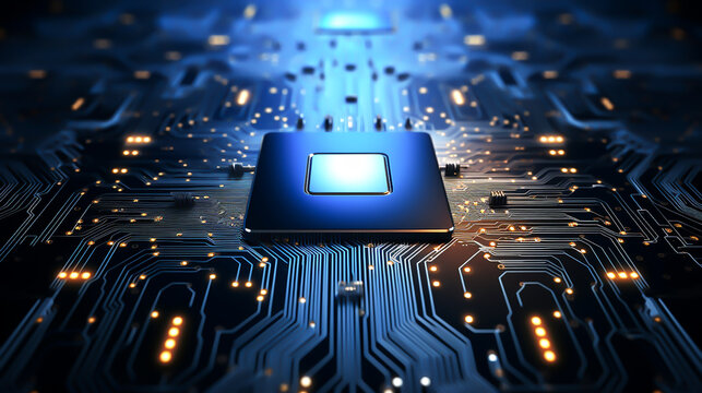 Photo a processor on a motherboard,microprocessor Generated by AI