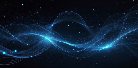 abstract glowing neon lines background for design, with copy space.