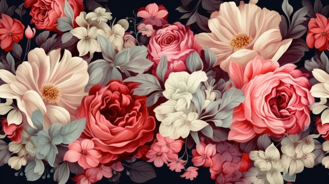 Wallpaper in blooming flowers