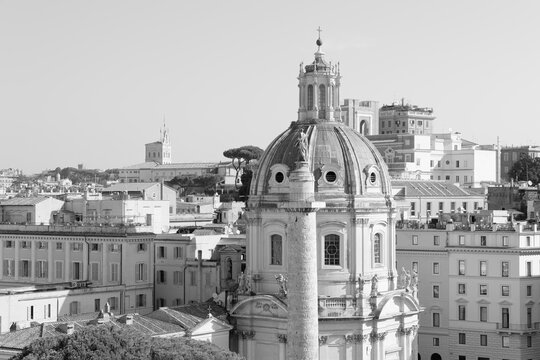 Rome Italy view of the city Europe. Panorama Travel Concept Castel Sant'Angelo Trevi Fountain Colosseum Spanish Steps Saint Peter's Basilica Castel Sant'Angelo Victor Emmanuel II Monument
