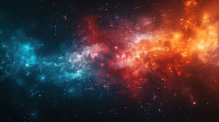 Fototapeta na wymiar A Stunning Photo of a Vast Interstellar Star Cloud Shining in Space, Ablaze with Blue, Red, and Yellow - A Mesmerizing Choice for Wall Art, Digital Backgrounds, and Creative Covers