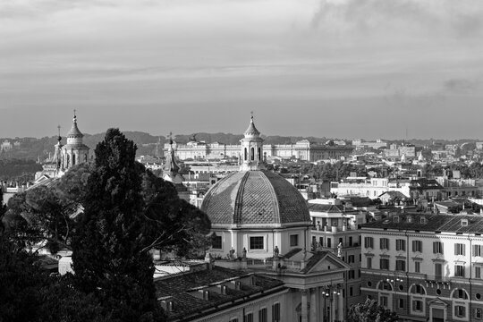  view of the city Europe. Panorama Travel Concept Castel Sant'Angelo Trevi Fountain Colosseum Spanish Steps Saint Peter's Basilica Castel Sant'Angelo Victor Emmanuel II Monument