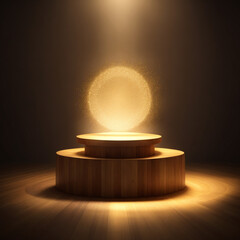 Geometric gold podium mockup for product presentation elegant background, two bases circle