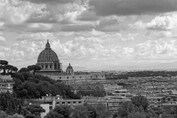  view of the city Europe. Panorama Travel Concept Castel Sant'Angelo Trevi Fountain Colosseum Spanish Steps Saint Peter's Basilica Castel Sant'Angelo Victor Emmanuel II Monument