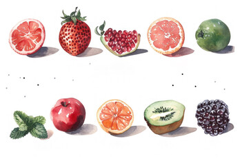 Fototapeta premium Watercolor set of fruits