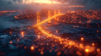 Fototapeta na wymiar The Golden Gate Bridge in San Francisco at Night