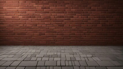 Fototapeta premium brick wall and floor A brick wall background that looks realistic and detailed, the bricks have a red and brown color 