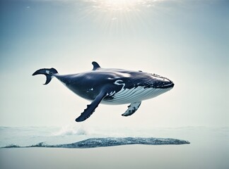 Obraz premium Serene Blue Whale in the Bright Waters