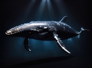Oceanic Blue Whale in Midnight