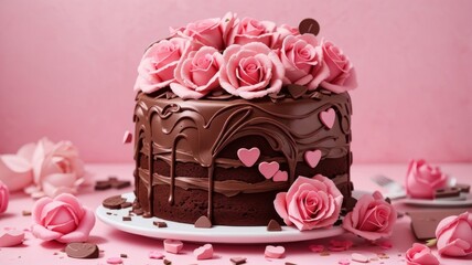 Chocolate cake with roses