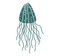 Vector illustration on white background. Cute jellyfish in Scandinavian style . Vector illustration