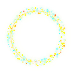 glittering circles, colorful wreath. 3d rendering.	