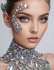 Experimental Glamour: Model's Eye Sparkles in Innovative Fashion