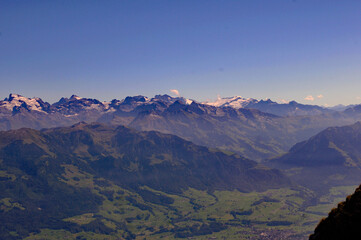 Switzerland: Panoramic view from Pilatus Peak over the swiss alps