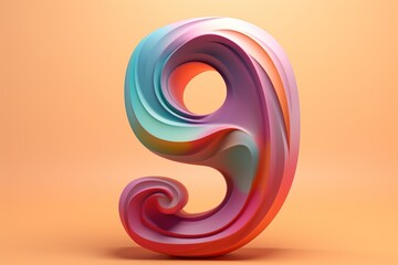 Colorful and playful number nine. Symbol 9. Invitation for a ninth birthday party or business anniversary.