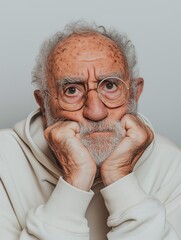 Elderly Man with Confused Expression, Question.