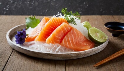 Fresh salmon sashimi
